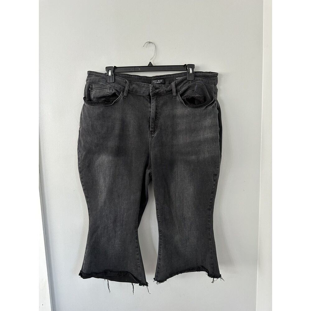 Judy Blue Super Flare High Rise Pull On Jeans Womens Size 24w Black